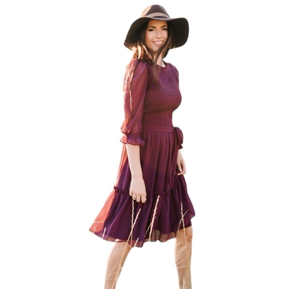 Rachel Parcell‎ Purple Nectar Smocked Tie Waist Dress - Picture 10 of 12